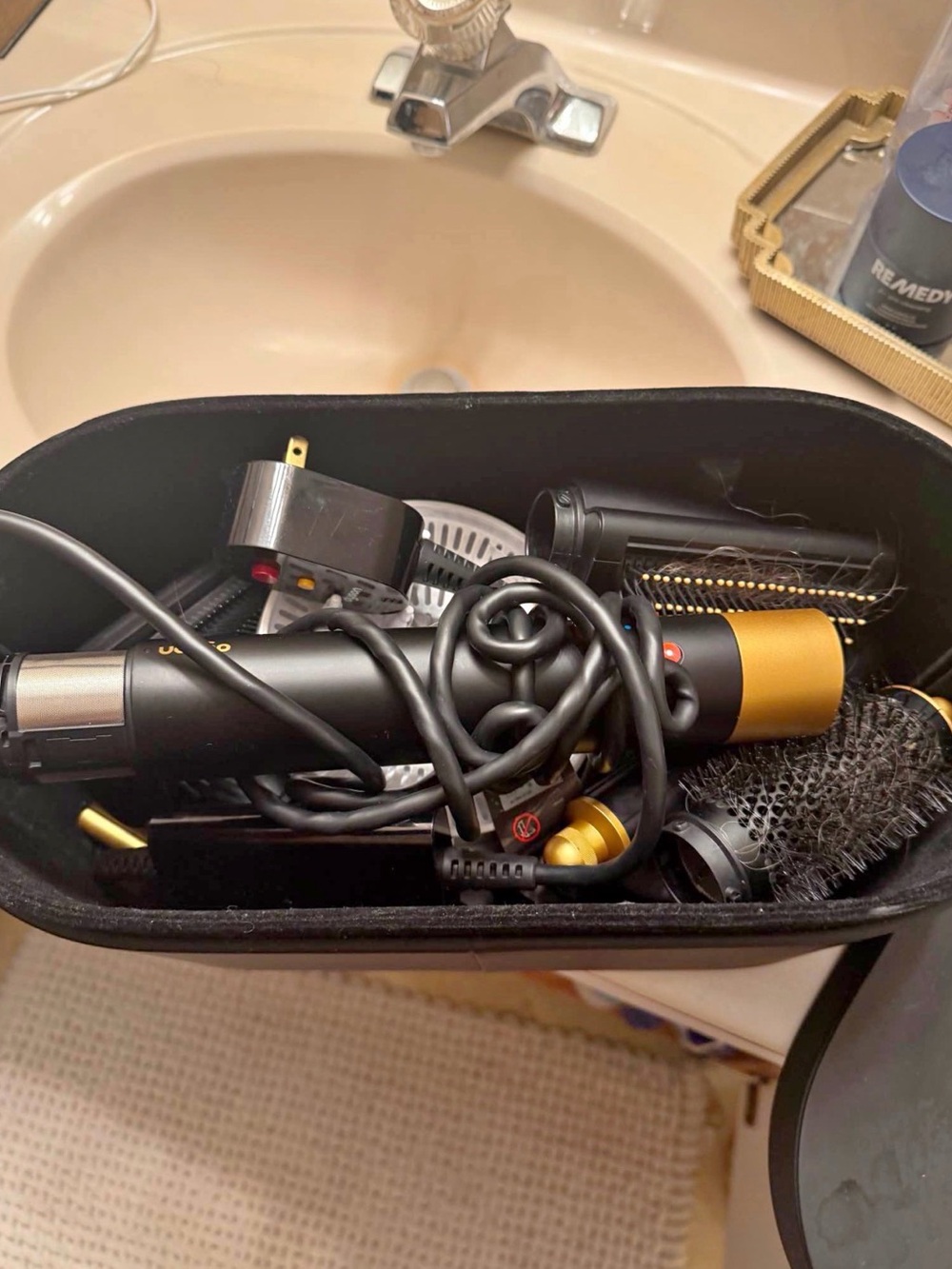 Hair styling tool in case